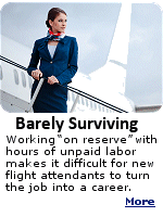 Most new flight attendants work ''on reserve,'' spending days waiting to be assigned flights. It's common for them to take side jobs - bartenders, semi-truck drivers, makeup artists, church musicians. Some say they are struggling to feed their families and are living out of their cars.